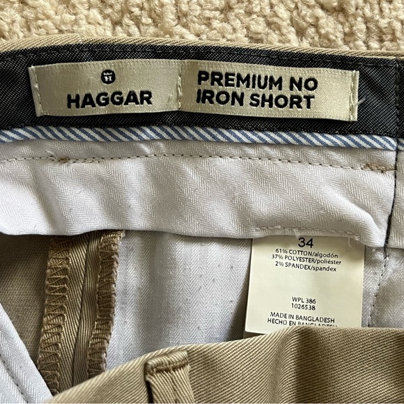 Haggar Mens Premium No Iron Khaki Flat Front Size 34 - Picture 3 of 5